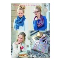 Sirdar Ladies Scarf, Snood, Bag & Bangle KiKO Knitting Pattern 9873 Super Chunky