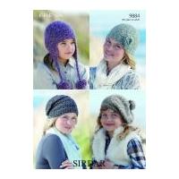 Sirdar Ladies & Girls Hats Freya Knitting Pattern 9884 Chunky