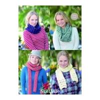 Sirdar Ladies Snoods & Scarves Denim Ultra Knitting Pattern 9825 Super Chunky