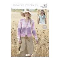 Sirdar Ladies & Girls Cardigans Summer Stripes Knitting Pattern 9732 DK