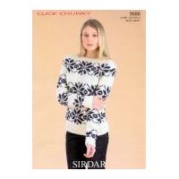 Sirdar Ladies Floral Sweater Click Knitting Pattern 9686 Chunky