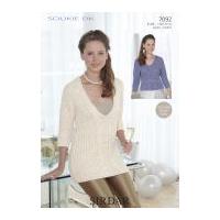 Sirdar Ladies Sweater Tops Soukie Knitting Pattern 7092 DK