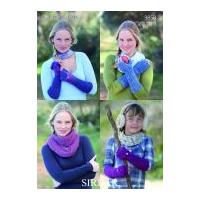 sirdar ladies girls mittens snood click knitting pattern 9858 dk