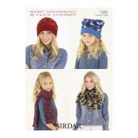 Sirdar Ladies & Girls Hats & Scarves Snowball Knitting Pattern 1332 Chunky