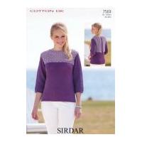 Sirdar Ladies Top Cotton Knitting Pattern 7503 DK