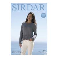 Sirdar Ladies Sweater Cotton Knitting Pattern 7824 DK
