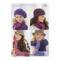 Sirdar Ladies & Girls Hats & Wrist Warmers Country Style Knitting Pattern 9348 4 Ply