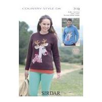 Sirdar Ladies & Mens Christmas Sweater Country Style Knitting Pattern 7118 DK