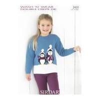 Sirdar Girls Christmas Sweater Wash 'n' Wear Knitting Pattern 2420 DK