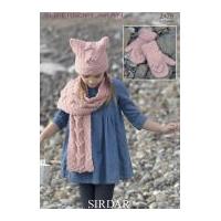sirdar girls hat scarf mittens supersoft knitting pattern 2428 aran