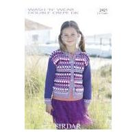 Sirdar Girls Cardigan Wash 'n' Wear Knitting Pattern 2421 DK