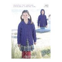 Sirdar Girls Hooded Cardigan Wash 'n' Wear Knitting Pattern 2422 DK