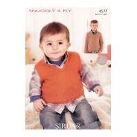 Sirdar Baby Sweater & Tank Top Knitting Pattern 4577 4 Ply