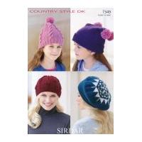 Sirdar Ladies & Girls Hats & Beret Country Style Knitting Pattern 7349 DK
