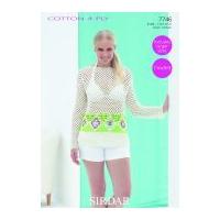 Sirdar Ladies Top Cotton Knitting Pattern 7746 4 Ply