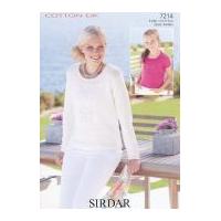 Sirdar Ladies & Girls Sweaters Cotton Knitting Pattern 7214 DK
