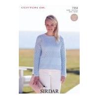 Sirdar Ladies Sweater Cotton Knitting Pattern 7354 DK