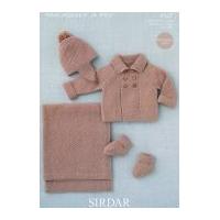 Sirdar Baby Coat, Blanket, Helmet & Booties Knitting Pattern 4507 4 Ply