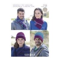 Sirdar Ladies & Mens Hats & Scarves Wash 'n' Wear Crochet Pattern 7116 DK