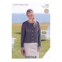 sirdar ladies cardigan cotton knitting pattern 7352 dk