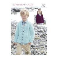 Sirdar Childrens Cardigans Supersoft Knitting Pattern 2427 Aran