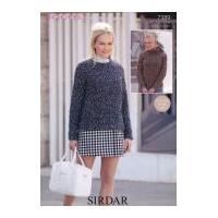 Sirdar Ladies Sweaters Bouffle Knitting Pattern 7389 Chunky