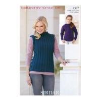 sirdar ladies girls tops country style knitting pattern 7347 dk