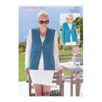 Sirdar Ladies Cardigan & Waistcoat Cotton Knitting Pattern 7217 DK