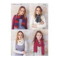 sirdar ladies girls scarves snoods ophelia knitting pattern 7315 chunk ...