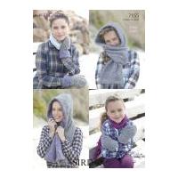 sirdar ladies girls hooded scarf mittens freya knitting pattern 7155 c ...