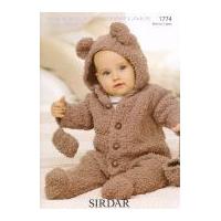 Sirdar Baby All-in-One Teddy Suit Snowflake Knitting Pattern 1774 Chunky