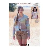 Sirdar Ladies & Girls Cardigans Summer Stripes Knitting Pattern 9538 DK