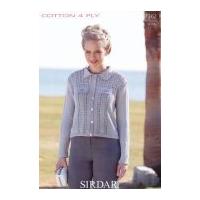 Sirdar Ladies Jacket Cotton Knitting Pattern 7362 4 Ply