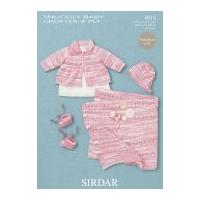 Sirdar Baby Coat, Bonnet, Booties & Blanket Baby Crofter Knitting Pattern 4616 4 Ply