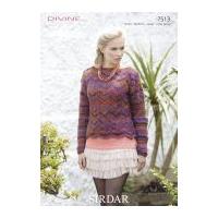 Sirdar Ladies Sweater Divine Knitting Pattern 7513 DK