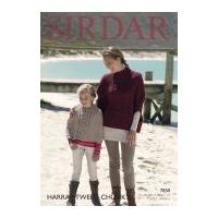 Sirdar Ladies & Girls Ponchos Harrap Tweed Knitting Pattern 7850 Chunky