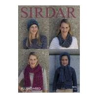 Sirdar Ladies Hat, Snood & Scarves Plushtweed Knitting Pattern 7874 Chunky