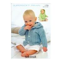 Sirdar Baby Hooded Jackets Supersoft Knitting Pattern 1759 Aran