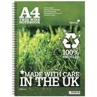 Silvine Recycled A4 Twin Wire Notebook Green 120 Pages R102