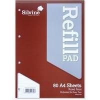silvine refill pad a4 punched 4 hole head bound 80
