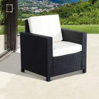 Single Cube Aluminium and Rattan Garden Sofa Chair in Black