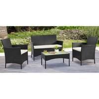Simplicity 4 Seater Rattan Garden Lounge Set - Black
