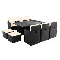 Simplicity 10 Seater High Back Rattan Cube Dining Set - Black