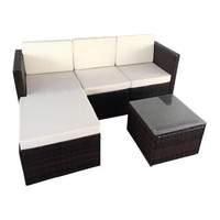 Simplicity 4 Seater Rattan Corner Sofa Set - Dark Brown