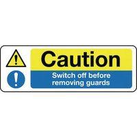 SIGN CAUTION SWITCH OFF BEFORE 300 X 100 POLYCARB