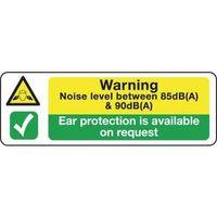 SIGN WARNING NOISE LEVEL BETWEEN 600X200 RIGID PLASTIC