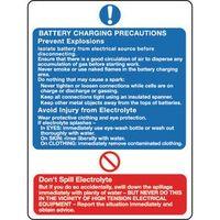 SIGN BATTERY CHARGING PRECAUT 300 X 400 POLYCARB