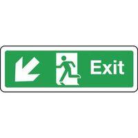 sign exit arrow down left 600 x 200 aluminium