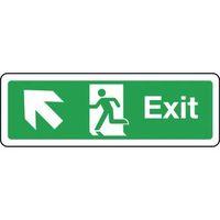 sign exit arrow up left 300 x 100 aluminium