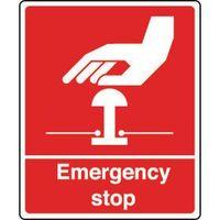 SIGN EMERGENCY STOP 75 X 100 POLYCARB